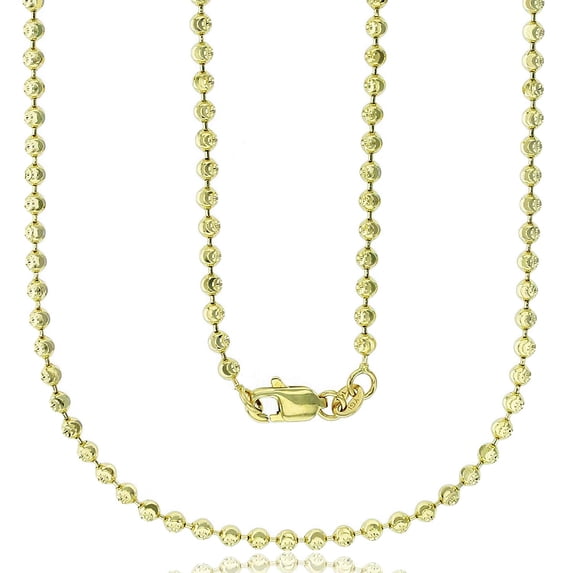 Decadence 14K Yellow Gold 2.50mm Moon Chain with Lobster Claw Clasp | 22" Necklace | Italian Gold Necklaces | Gold Moon Necklaces for Men and Women