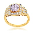 thumbnail image 1 of Decadence 14K Yellow Gold 7mm Cushion Gemstone & Round White Topaz Ring, 1 of 4