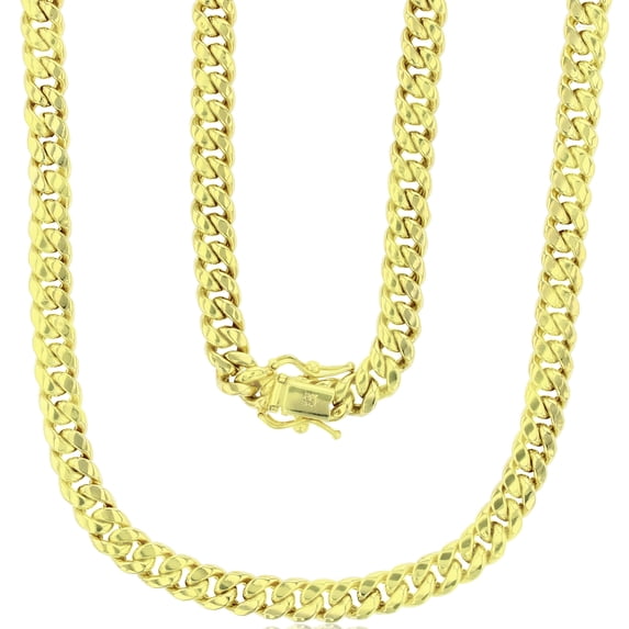 Decadence 14K Yellow Gold Hollow 3mm-12mm Maimi Cuban Chain with Lobster clasps | Italian Gold Chain | Gold Curb Chain For Men and Women