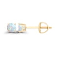 thumbnail image 1 of Decadence 14K Yellow Gold Plated Sterling Silver 4mm Round Created Opal October Birthstone Screwback Stud Earrings, 1 of 5