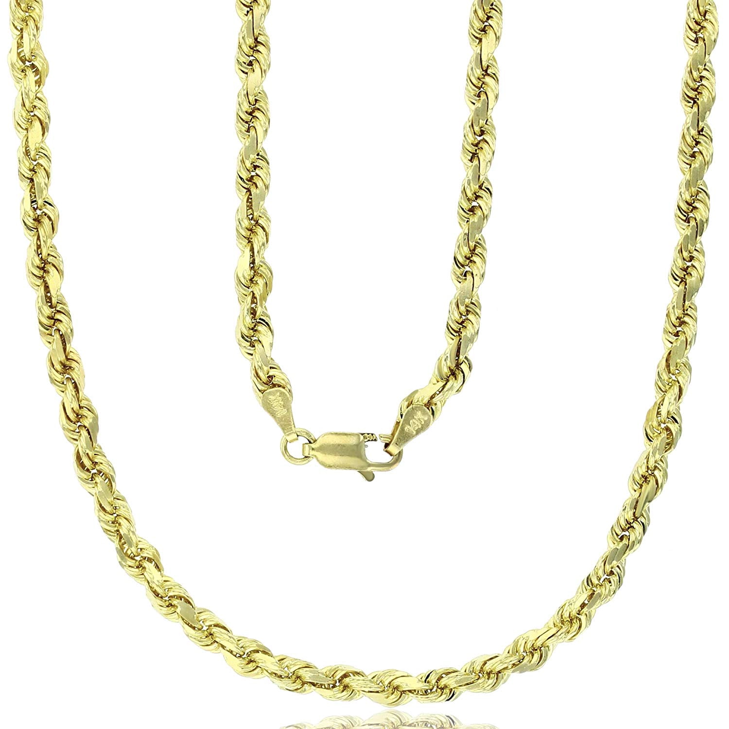 14k Yellow Gold 4mm Diamond-Cut Rope Link Bracelet - 1DN30A