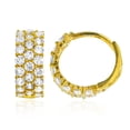 thumbnail image 1 of Decadence 14K Yellow Solid Gold AAA Cubic Zirconia 3 & 4 Row Huggie Earrings | Small and Wide Huggie Hoop Earrings | Solid Gold Huggie Earrings for Teens and Womens, 1 of 4