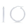 thumbnail image 1 of Decadence 14k White Gold Solid Polished Round Hoop Earrings for Women | 3mm Thick | Classic Style | Round Hoop Earrings | Secure Click-Top | Shiny Polished Earrings for Girls, 3x30mm, 1 of 5