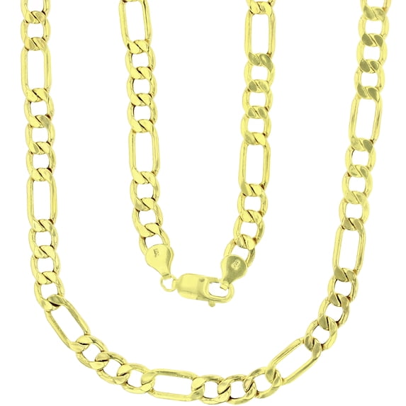 Decadence 14k Yellow Gold Hollow 7.80mm Figaro Chain with Lobster Claw Clasp | 8.50" Bracelet| Italian Gold Bracelets | Figaro Chains Bracelets for Men and Women