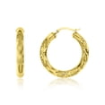 thumbnail image 1 of Decadence 14k Yellow Gold Solid Polished Diamond Cut Hoop Earrings for Women | 5mm Thick | Classic Style | Diamond Cut Hoop Earrings | Secure Click-Top | Shiny Polished Earrings for Girls, 5x40mm, 1 of 5