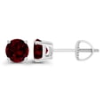 thumbnail image 1 of Decadence 925 Sterling Silver 5mm Round Natural Garnet January Birthstone Screwback Stud Earrings, 1 of 5