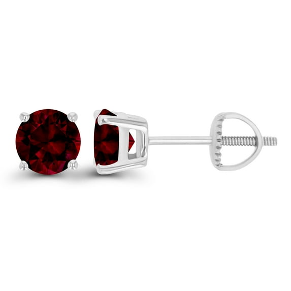 Decadence 925 Sterling Silver 5mm Round Natural Garnet January Birthstone Screwback Stud Earrings