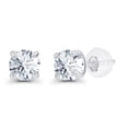 thumbnail image 1 of Decadence Genuine 14K Solid White Gold 3mm Round Natural White Topaz April Birthstone Stud Earrings For Women, 1 of 5