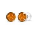 thumbnail image 1 of Decadence Genuine 14K Solid White Gold 6mm Round Natural Madeira Citrine November Birthstone Stud Earrings, 1 of 5