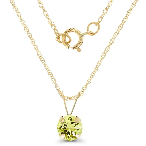 Decadence Solid 10K Yellow, White, Rose Gold 5mm Round Genuine Or Created Gemstone Birthstone 18" Rope Chain Necklace | 10K Gold Necklace For Women