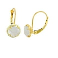 thumbnail image 1 of Decadence Solid 10K Yellow, White and Rose Gold 6mm Round Gemstone With Rope Frame Leverback Earrings | Genuine Gemstone Birthstone | Gold Earrings For Women, 1 of 4