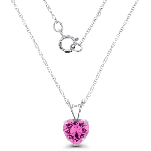 Decadence Solid 10K Yellow, White, Rose Gold 6x6mm Heart Genuine Or Created Gemstone Birthstone 18" Rope Chain Necklace | 10K Gold Gemstone Necklace For Women