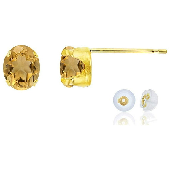 Decadence Solid 10K Yellow, White or Rose Gold 6x4mm Oval Genuine Or Created Gemstone Birthstone Stud Earrings
