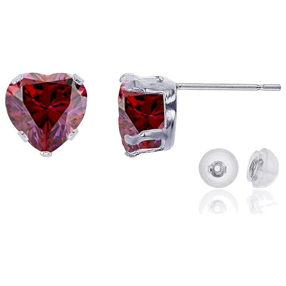 Decadence Solid 14K Gold or 14K Gold Plated 925 Sterling Silver Yellow, White or Rose Gold 5x5mm Heart Genuine Or Created Gemstone Birthstone Stud Earrings