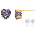 thumbnail image 1 of Decadence Solid 14K Gold or 14K Gold Plated 925 Sterling Silver Yellow, White or Rose Gold 5x5mm Heart Genuine Or Created Gemstone Birthstone Stud Earrings, 1 of 4