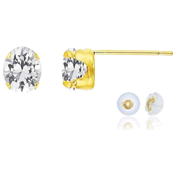 Decadence Solid 14K Gold or 14K Gold Plated 925 Sterling Silver Yellow, White or Rose Gold 6x4mm Oval Genuine Or Created Gemstone Birthstone Stud Earrings