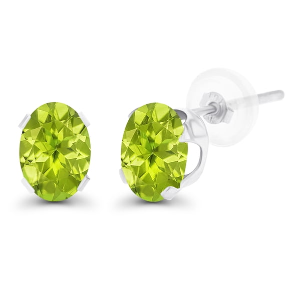 Decadence Solid 14K Gold or 14K Gold Plated 925 Sterling Silver Yellow, White or Rose Gold 7x5mm Oval Genuine Or Created Gemstone Birthstone Stud Earrings