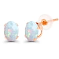 thumbnail image 1 of Decadence Solid 14K Gold or 14K Gold Plated 925 Sterling Silver Yellow, White or Rose Gold 7x5mm Oval Genuine Or Created Gemstone Birthstone Stud Earrings, 1 of 5