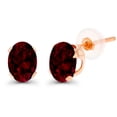 thumbnail image 1 of Decadence Solid 14K Gold or 14K Gold Plated 925 Sterling Silver Yellow, White or Rose Gold 7x5mm Oval Genuine Or Created Gemstone Birthstone Stud Earrings, 1 of 5