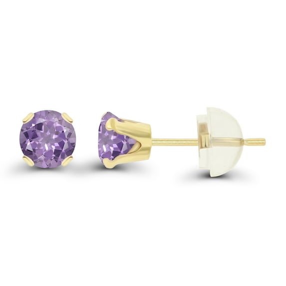 Decadence Solid 14K Gold or 14K Gold Plated 925 Sterling Silver Yellow, White or Rose Gold 4mm Round Genuine Gemstone Birthstone Stud Earrings