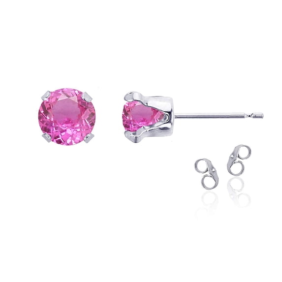 Decadence Solid 14K Gold or 14K Gold Plated 925 Sterling Silver Yellow, White or Rose Gold 6mm Round Genuine Gemstone Birthstone Stud Earrings
