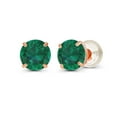 thumbnail image 1 of Decadence Solid 14K Rose Gold 4mm Round Created Green Emerald May Birthstone Prong Set Stud Earrings For Women and Girls, 1 of 5