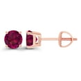 thumbnail image 1 of Decadence Solid 14K Rose Gold 5mm Round Created Ruby July Birthstone Screwback Stud Earrings, 1 of 5