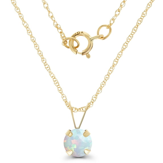 Decadence Solid 14K Yellow or White or Rose Gold 5mm Round Genuine Or Created Gemstone Birthstone 18" Rope Chain Necklace | 14K Gold Necklace For Women