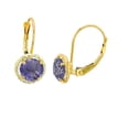 thumbnail image 1 of Decadence Solid 14K Yellow or White or Rose Gold 6mm Round Gemstone Center Genuine Gemstone Birthstone Rope Frame Leverback Dangle Earrings | Natural Gemstones | Gold Earrings For Women, 1 of 4