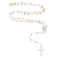 thumbnail image 1 of Decadence Solid Sterling Silver Tricolor 3mm Italian Virgin Mary Rosary Bead Cross Necklace | Made In Italy | 925 Sterling Silver Rosary Y Necklace Chain for Women And Men, 18" Inches, 1 of 5