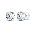 thumbnail image 1 of Decadence Sterling Silver 4mm Round Natural White Topaz April Birthstone Prong Set Stud Earrings For Women and Girls, 1 of 5