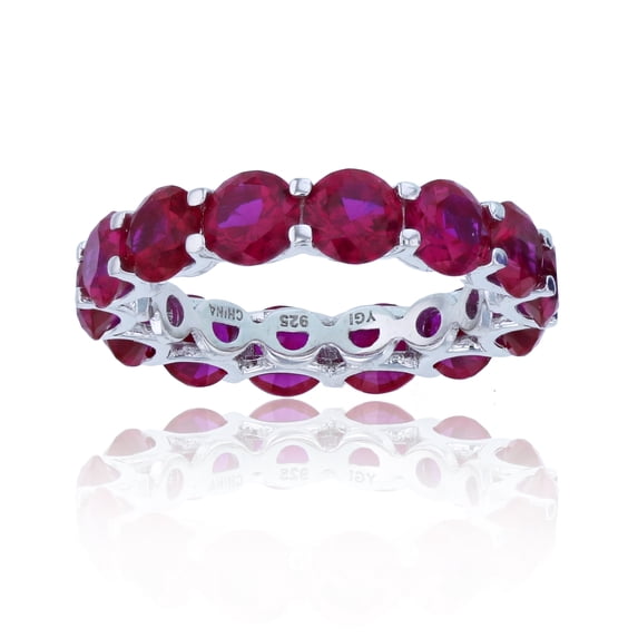 Decadence Sterling Silver 5MM Round Yellow, White, Rose Eternity Band Ring