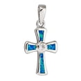 thumbnail image 1 of Decadence Sterling Silver Created Opal Cross Pendant, 1 of 3