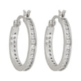 thumbnail image 1 of Decadence Sterling Silver Cubic Zirconia Channle Set Hoops, 1 of 4