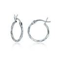 thumbnail image 1 of Decadence Sterling Silver Diamond Cut Polished Basic Hoop Earrings for Women | 1.50x16mm Round Hoop Earrings | Secure Snap Bar Closure | Shiny Classic Earrings, 1 of 4