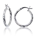thumbnail image 1 of Decadence Sterling Silver Diamond Cut Polished Basic Hoop Earrings for Women | 2.50x15mm Round Hoop Earrings | Secure Snap Bar Closure | Shiny Classic Earrings, 1 of 4