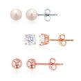 thumbnail image 1 of Decadence Sterling Silver FWP Button, AAA Round Solitaire &  High Polish Ball Stud Earring Set, 1 of 3