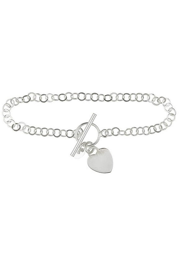 Sterling Silver Heart & Toggle Bracelet