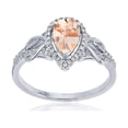 thumbnail image 1 of Decadence Sterling Silver Rhodium 0.17 CTTW Round Diamond & 8x5mm Pear Cut Gemstone Knot Sides Ring, 1 of 5