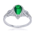 thumbnail image 1 of Decadence Sterling Silver Rhodium 0.17 CTTW Round Diamond & 8x5mm Pear Cut Gemstone Knot Sides Ring, 1 of 5