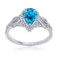 thumbnail image 1 of Decadence Sterling Silver Rhodium 0.17 CTTW Round Diamond & 8x5mm Pear Cut Gemstone Knot Sides Ring, 1 of 5