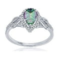 thumbnail image 1 of Decadence Sterling Silver Rhodium 0.17 CTTW Round Diamond & 8x5mm Pear Cut Gemstone Knot Sides Ring, 1 of 5