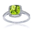 thumbnail image 1 of Decadence Sterling Silver Rhodium 0.18 CTTW Round Diamond & 7mm Cushion Gemestone Halo Ring, 1 of 4