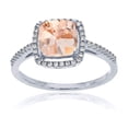 thumbnail image 1 of Decadence Sterling Silver Rhodium 0.18 CTTW Round Diamond & 7mm Cushion Gemestone Halo Ring, 1 of 4