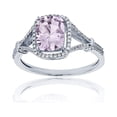 thumbnail image 1 of Decadence Sterling Silver Rhodium 0.22 CTTW Round Diamond & 8x6mm Cushion Gemstone Split Shank Ring, 1 of 4
