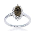 thumbnail image 1 of Decadence Sterling Silver Rhodium 10x5 Marquise Gemstone & Round Created White Sapphire Ring, 1 of 4