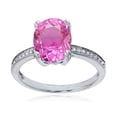 thumbnail image 1 of Decadence Sterling Silver Rhodium 1mm Created White Sapphire Channel Set & 10x8 Oval Gemstone Engagement Ring, 1 of 4