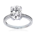 thumbnail image 1 of Decadence Sterling Silver Rhodium 1mm Created White Sapphire Channel Set & 10x8 Oval Gemstone Engagement Ring, 1 of 4