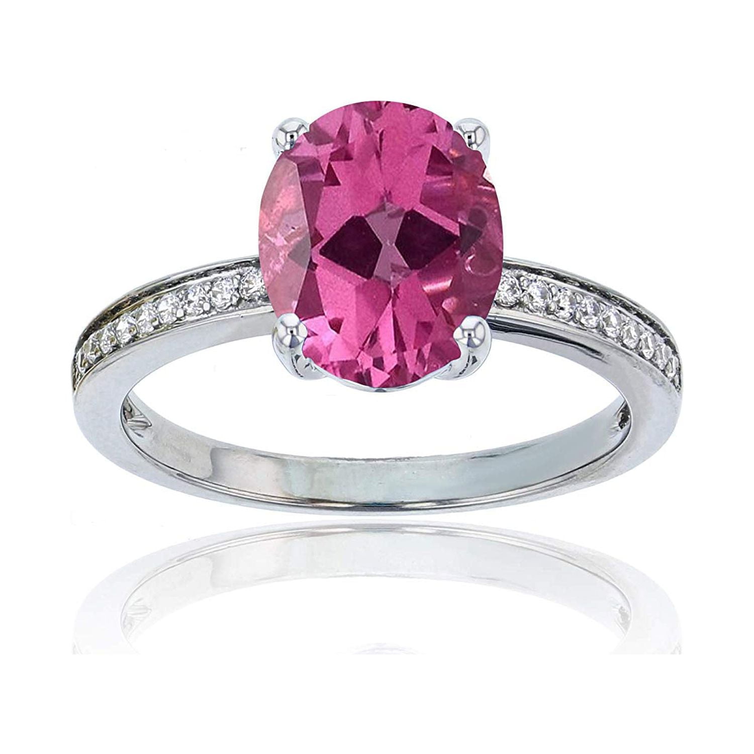 Decadence Sterling Silver Rhodium 1mm Round Created White Sapphire ...