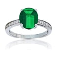 thumbnail image 1 of Decadence Sterling Silver Rhodium 1mm Round Created White Sapphire Channel Set & 10x8 Oval Gemstone Engagement Ring, 1 of 4